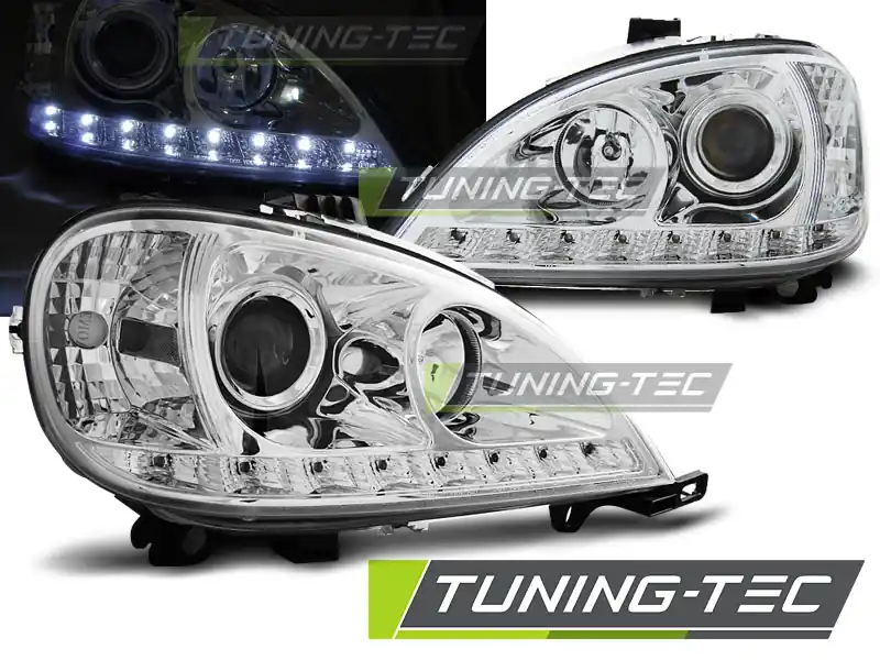 Novinka Přední čirá LED světla Mercedes Benz ML I W163 (2001 - 2004) - chromované