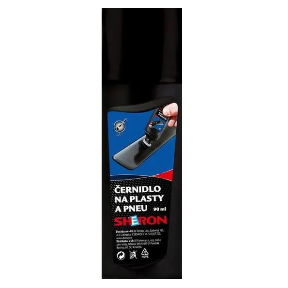 Víkendová Akce Černidlo na plasty a pneu SHERON, s houbičkou (90 ml)