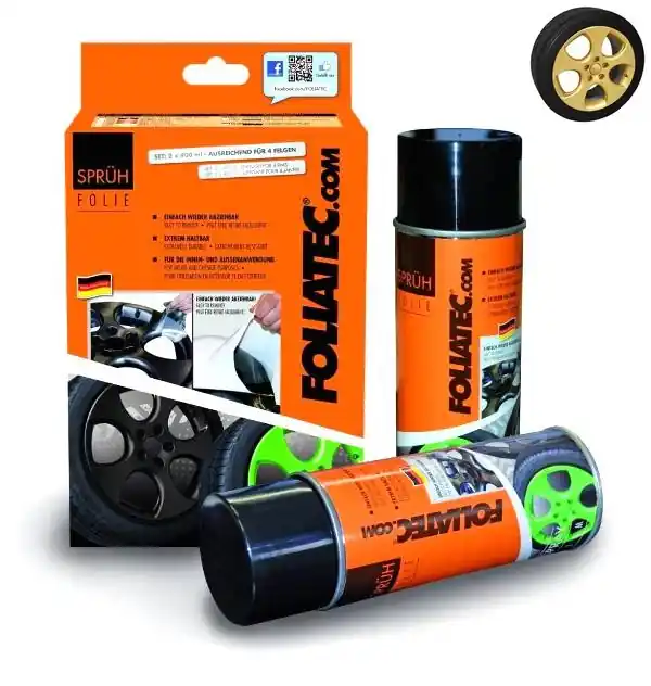 Pouze Dnes Barva na kola FOLIATEC, zlatá metalická fólie ve spreji, 800 ml